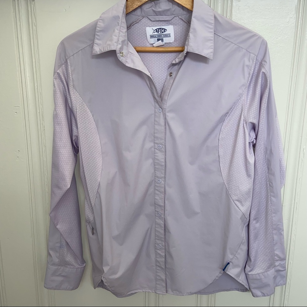 AFTCO Women’s medium Lavender Vented Fishing Shirt Sun smart outdoors boating